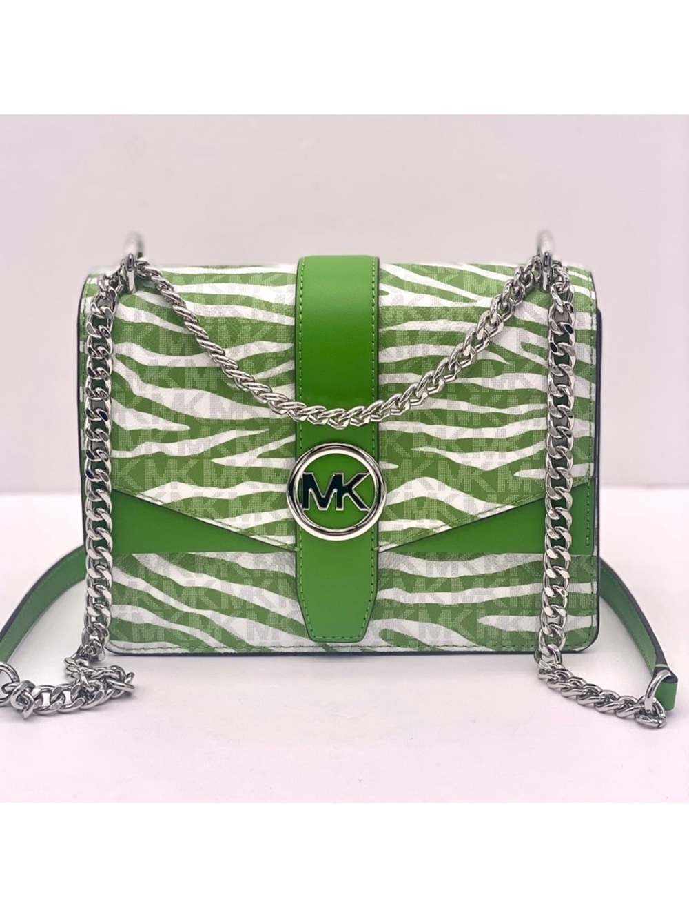 Michael Kors Lime Green Zebra-Print Crossbody Shoulder Bag